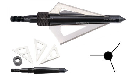 купите Наконечники охотничьи Man-kung MK-3BAL фиксированные, 100 гран, 3 лезвия (3 шт.) в Хабаровске