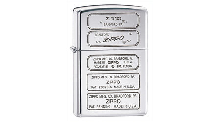 Зажигалка Zippo 28381 Zippo Bottom Timeline Stamp High Polish Chrome (зеркальный хром, гравировки днищ зажигалок)